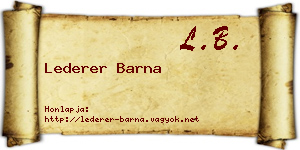 Lederer Barna névjegykártya